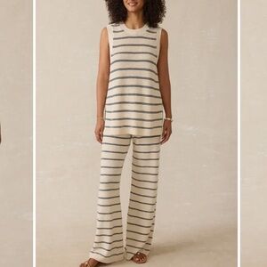 Faherty Miramar Linen Sweater Tunic in Lido Lines size LARGE Coastal Vacation